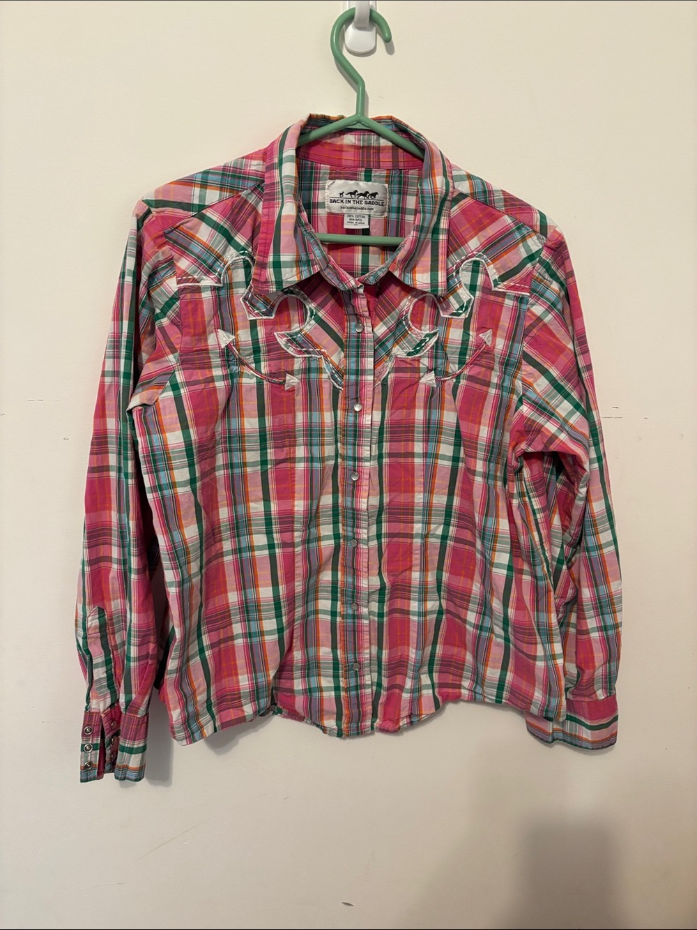Plaid Western Button-Down Shirt in Pink - Women